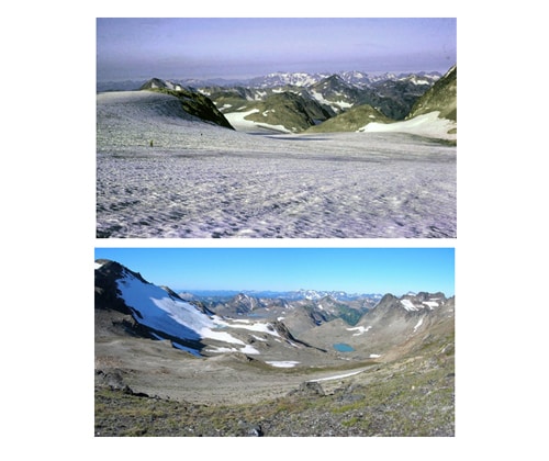 Il ghiacciaio del Glacier Peak – Washington nel 1973 e nel 2006: anche la fusione dei ghiacciai montani incide sul livello dei mari 