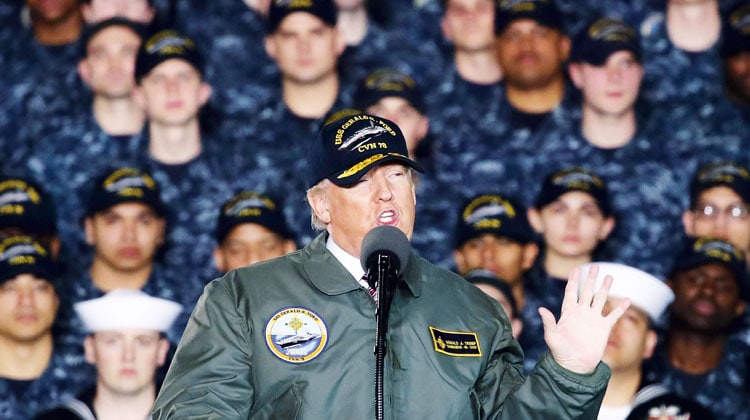 Donald Trump parla ai membri della marina militare statunitense, 2 marzo 2017